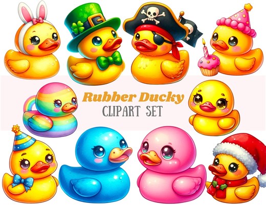 Watercolour Rubber Ducky Clipart Chibi Kawaii Rubber Duck PNG Digital Image Download for Card Making Scrapbook Junk Journal Paper Craft - Etsy