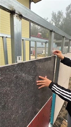 Installation of wall cladding and thermal insulation using plain ceramic tiles #viralshorts #popular