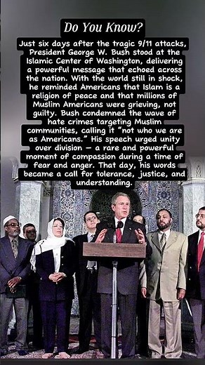 George W. Bush’s Powerful Speech Defending Muslims After 9/11 #9_11 #History #Islam #Peace