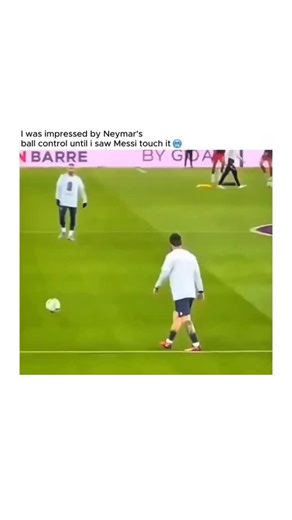 2026 trending video on Instagram: "The post features a 21-second clip from Lionel Messi's PSG training sessions (circa 2022), where he seamlessly juggles and controls the ball with feet, knees, and head, outshining a similar drill by teammate Neymar to underscore Messi's unmatched precision. Authored by a Barcelona and Messi-focused account, it quotes the user's prior viral post labeling Messi "not human," reinforcing a fan trope of his superhuman abilities amid ongoing GOAT debates. Posted Janu