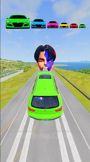 Big and Small Car vs Jinu Half Demon Saja - BeamNG.Drive