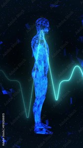 3d human body, futuristic medical scan with infographics animated data, diagnostic computer concept, medical research display