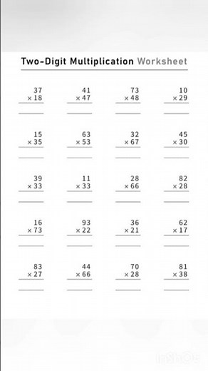 2 digit multiplication worksheet #viral #maths #multiplication #trending #mathstricks #shortsfeed