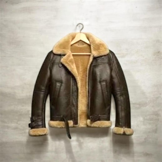 Handmade Shearling B3 Bomber Jacket – Men's Real Leather Aviator Coat - Etsy