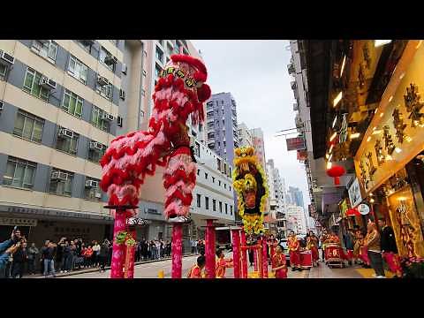 Chinese New Year 2026 Lion Dance Performance, Hong Kong 丙午 馬年 年初一舞獅表演