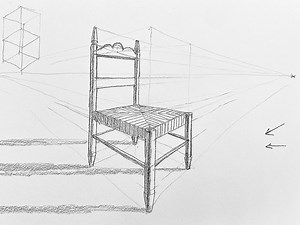 Cómo aprender a dibujar una silla en perspectiva cónica a mano alzada