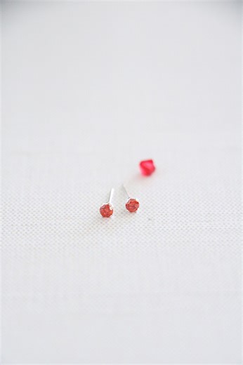 Ruby CZ Stud Earrings: July Birthstone, Sterling Silver or Gold Filled - Etsy