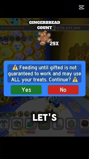 Wasting all my gingerbreads in bee swarm simulator. CREDITS TO: @RandomGamer2542