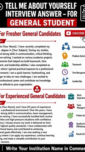 Tell Me About Yourself Best Answer - For Fresher & Experienced) |Job Interview Questions and Answers
