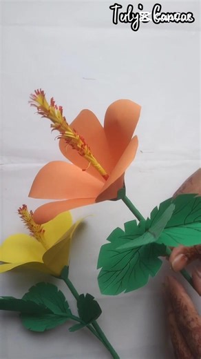 How To Make a hibiscus flower🌺|| Kagojer ful🌺|| #hibiscusflower #papercraft #shorts #kagojerful
