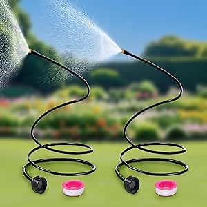 2 Pack Misters for Outside Patio, 60 Inch Flexible Hose Mister Cooling Stand Portable Water Misting for Cooling Outdoor, Mist System for Garden, Backyard, Bird Bath, Chicken Coop Water Mist Playing