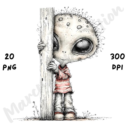Peeking Cute Alien Clipart, Quirky Peeker Space Creature PNG Set, Whimsical Funny Creatures Graphics (commercial Use) - Etsy