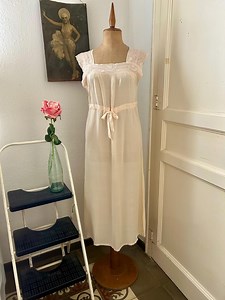 Antique 1920s Pale Pink Silk Chiffon Drawstring Waist Embroidered Flapper Nightgown - Etsy