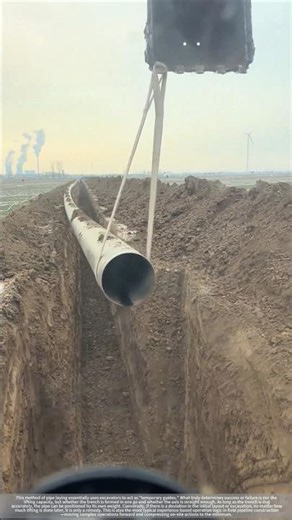 Excavator hoisting and trenching of pipelines on site
