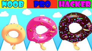 10K views · 132 reactions | NOOB vs PRO vs HACKER in Hot Donut 3D Gameplay that we will play in this video is: Hot Donut 3D Will it fit? That’s the question in Hot Donut 3D. In this awesome running adventure, you take on the role of a giant donut with legs. Your superpower? Being able to expand at will to grab the pipes and collect yummy toppings. | Noob vs Pro vs Hacker | Facebook