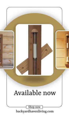HSE Deluxe Cedar Wall-Mounted Rotating Sauna Sand Timer-15 Minutes-Choose Your Sand Color (15 Min...