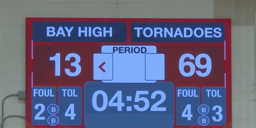 New LED videoboard installed in Cobb Gym at Bay High School