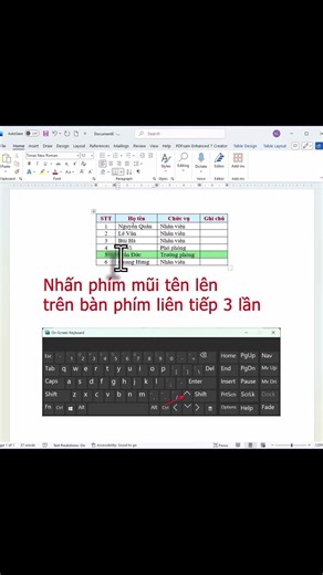 Mẹo di chuyển dòng trong bảng Word chỉ mất 5 giây! #wordtips #meoword