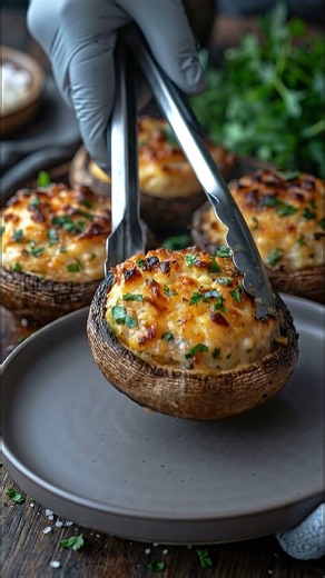 🍄🧀 Cheesy Stuffed Portobello Mushrooms