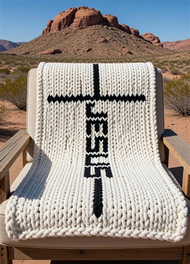 Cross Jesus Chunky Knit Blanket Pattern - Etsy