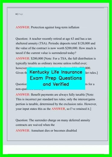 Kentucky Life Insurance Exam Prep Questions and Verified video