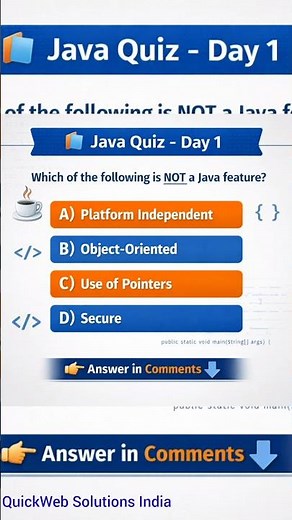 Java Quiz – Day 1 | Java MCQ for Beginners (Hindi)#java #javaprogramming #programming #javabasics