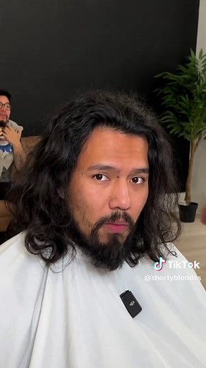 Haircut transformation long hair he got a flow cut with a modern mullet he was looking homeless and I brought him back I revived back his confidence with this hair cut 💇‍♂️ #chicagobarber #schamburgbarber #illinoisbarber