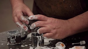 Four remaining smiths are given miniature sized cubes to forge their signature blades in the infamous canister damascus challenge. | Forged In Fire