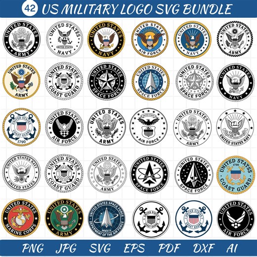 US Military Logo Svg Bundle - Army Svg - Navy Svg - Air Force Svg - Coast Guard Svg - Space Force Svg - Craft Badge - Patriotic Svg - Etsy UK