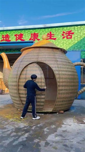 竹編茶壺打造的景區涼亭，瞬間爆火成為新的拍照打卡地。 #竹編手藝#竹編景觀#傳統手藝#民間手藝#非遺文化