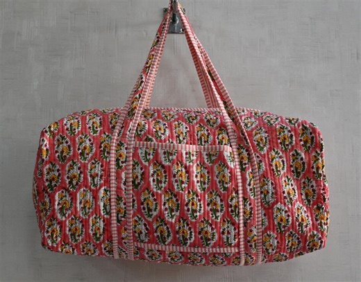 Floral Buti Printed Quilted Duffle Bags: Boho Hippie Yoga Gymnastic Cotton Bag - Etsy