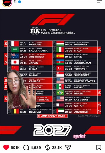 2027 F1 calendar is FINALLY here