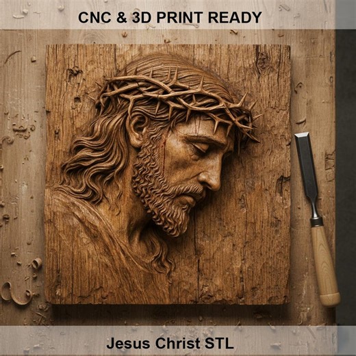 Jesus Christ Crown of Thorns 3D Relief | CNC Wood Carving STL File - Etsy
