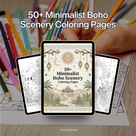 50+ Scenery Coloring Pages | Minimalist Boho Nature Coloring Book | Printable PDF | Instant Download - Etsy Canada
