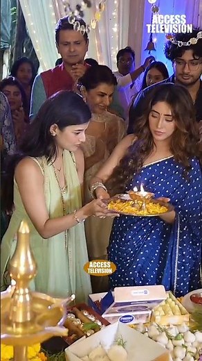 Samridhii Shukla & Rohit Purohit and Shivangi Joshi | Ganpati Aarti On Set #celebration #ganpati