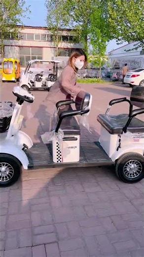 Four-wheel electric vehicle with two rows of seating for four people #golfcart#vehicle#sighseein#fyp