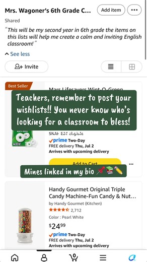 ✨ Building a classroom where every student feels safe, seen, and excited to learn. Every item on my Amazon wishlist helps create that space for my 6th graders. Thank you for being part of the magic. 📚🤍 #TeacherTok #ClassroomWishlist #AmazonWishlist #MiddleSchoolTeacher #TeachersOfTikTok