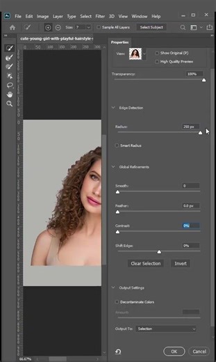 Refine Edge in Photoshop | Perfect Hair Selection #shorts
