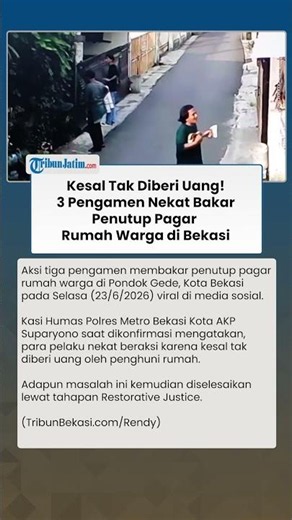 Viral Aksi 3 Pengamen Bakar Penutup Pagar Rumah Warga di Bekasi, Kesal Tak Dikasih Uang