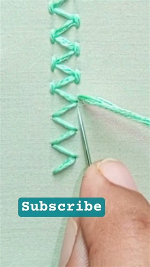 Easy Hand Embroidery Zigzag Border Stitch tutorial for beginners | shorts