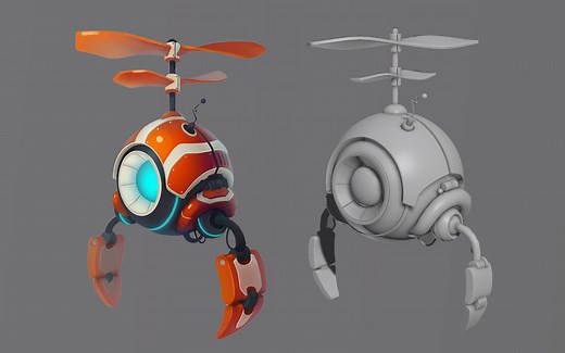 【3DMAX建模】简单机器人全流程教学，适合新手学习建模案例