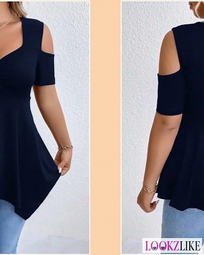 Cold Shoulder Short Sleeve Blouse