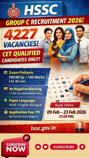 HSSC Group C Recruitment 2026 | 4227 Vacancies | CET Qualified Candidates Only 🚨