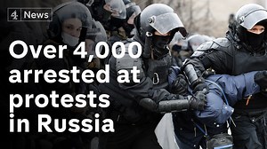 More than 4,000 people have been arrested during mass protests in towns and cities across Russia demanding the release of the jailed opposition leader Alexei Navalny. | Channel 4 News