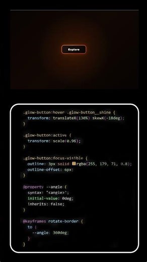 Interaktiver Orange Glow Button mit HTML, CSS & JS