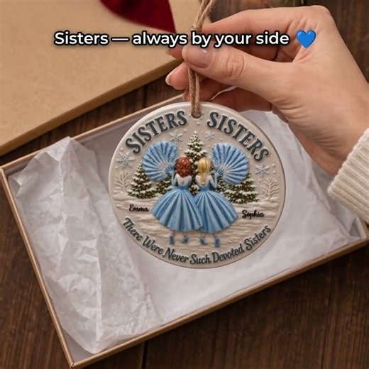 Personalized 3D Embossed Ornament for Sisters - Custom Realistic 3D Sister Christmas Ornament Gift