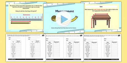 Measurements Appropriate Measures PowerPoint with Worksheets