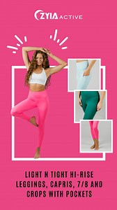 Light n Tight Hi-Rise Leggings, Capris, 7/8 and Crops with Pockets.
