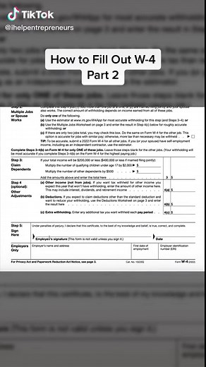 How to Properly Fill Out W-4 (Part 2) #incometaxes2022 #taxhelp #taxfiling #taxesbelike