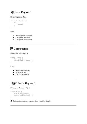 Java OOPS Cheat Sheet